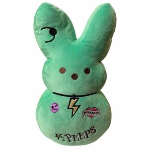 Just Born Peeps Bunny Plush Green Emo Punk Rock Easter Stuffed Animal Toy 15 in
